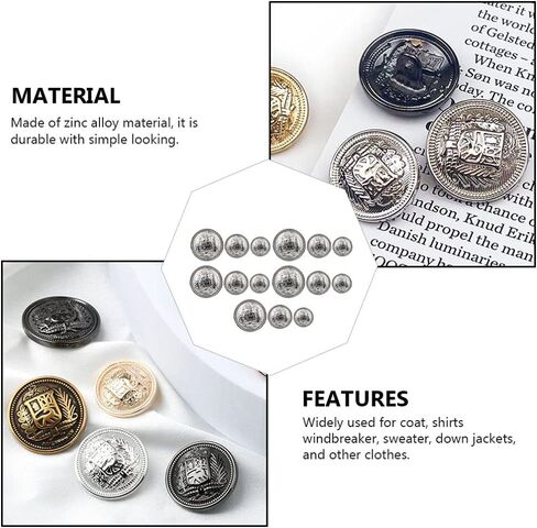 Wakauto 30 Piece Antique Metal Buttons with Round Shaped, 25mm/1 in Blazer Button Set Vintage Sewing Buttons for Coats Jacket DIY Craft (Black) in Kuwait