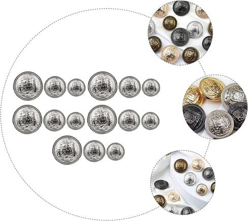 Wakauto 30 Piece Antique Metal Buttons with Round Shaped, 25mm/1 in Blazer Button Set Vintage Sewing Buttons for Coats Jacket DIY Craft (Black) in Kuwait
