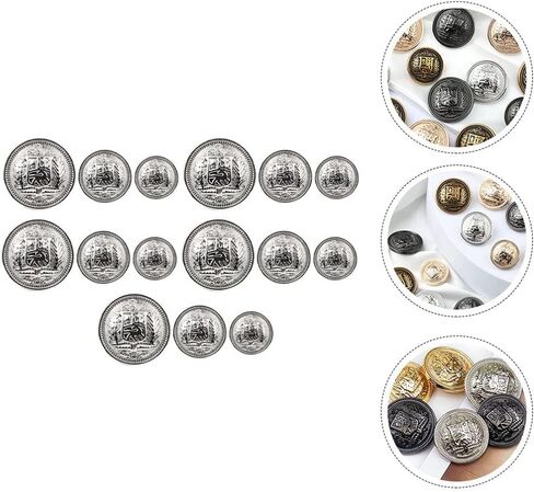 Wakauto 30 Piece Antique Metal Buttons with Round Shaped, 25mm/1 in Blazer Button Set Vintage Sewing Buttons for Coats Jacket DIY Craft (Black) in Kuwait