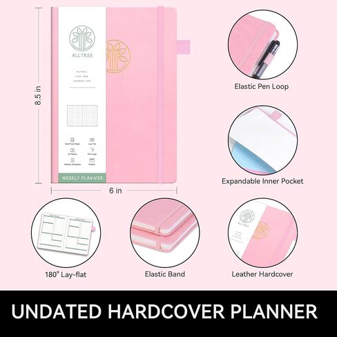 مخطط أسبوعي غير مؤرخ، دفتر الأهداف الأسبوعية، مخطط قائمة المهام الأسبوعية، مخطط الأهداف الأسبوعي مع متتبع العادة، مخطط منظم أسبوعي، 53 أسبوعًا، وردي (5.5 بوصة × 8.5 بوصة) in Kuwait