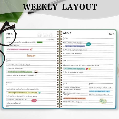 Calendar Planner 2025 Weekly & Monthly Planner from Jan 2025 - Dec 2025,9x11 Inches Academic Organizer Student Planner with Pocket for School, Office in Saudi Arabia