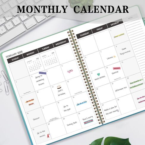 Calendar Planner 2025 Weekly & Monthly Planner from Jan 2025 - Dec 2025,9x11 Inches Academic Organizer Student Planner with Pocket for School, Office in Saudi Arabia