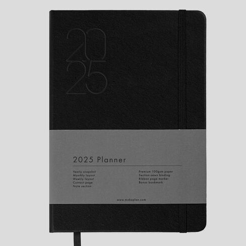 2025 Planner (Blue) Soft-touch PU Leather Yearly Agenda, Ribbon Page Marker, Dated Planner for 2025, 8.1 x 5.9 Inches Smudge-Free Paper, Monthly, Weekly & Daily Layout with Bookmark & Elastic Closure in Saudi Arabia