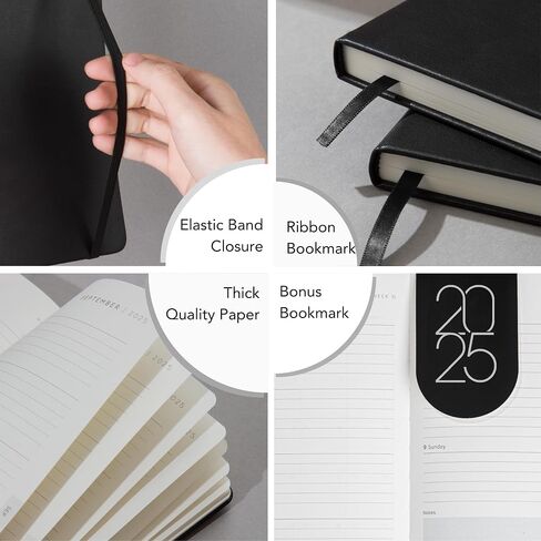 2025 Planner (Blue) Soft-touch PU Leather Yearly Agenda, Ribbon Page Marker, Dated Planner for 2025, 8.1 x 5.9 Inches Smudge-Free Paper, Monthly, Weekly & Daily Layout with Bookmark & Elastic Closure in Saudi Arabia