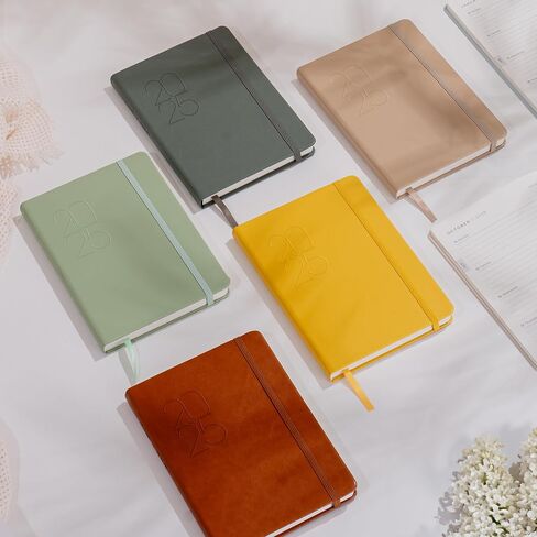 2025 Planner (Blue) Soft-touch PU Leather Yearly Agenda, Ribbon Page Marker, Dated Planner for 2025, 8.1 x 5.9 Inches Smudge-Free Paper, Monthly, Weekly & Daily Layout with Bookmark & Elastic Closure in Saudi Arabia
