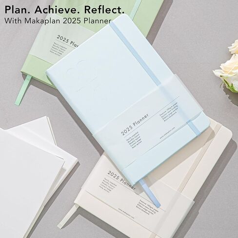 2025 Planner (Blue) Soft-touch PU Leather Yearly Agenda, Ribbon Page Marker, Dated Planner for 2025, 8.1 x 5.9 Inches Smudge-Free Paper, Monthly, Weekly & Daily Layout with Bookmark & Elastic Closure in Saudi Arabia