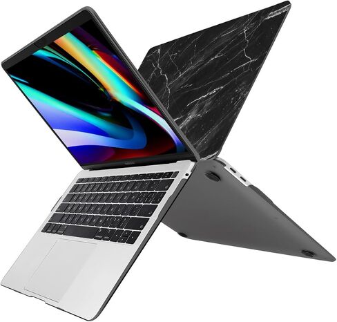 Batianda Designed Case for New MacBook Pro 13-inch M2 2022 Release Model A2338 Upgrade Hard Ultra Thin Protective Shell Anti-Dirty with Keyboard Cover & Screen Protector, Black Marble in Saudi Arabia