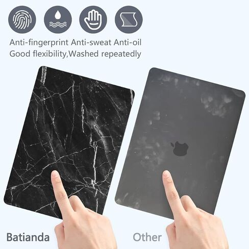 Batianda Designed Case for New MacBook Pro 13-inch M2 2022 Release Model A2338 Upgrade Hard Ultra Thin Protective Shell Anti-Dirty with Keyboard Cover & Screen Protector, Black Marble in Saudi Arabia
