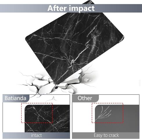 Batianda Designed Case for New MacBook Pro 13-inch M2 2022 Release Model A2338 Upgrade Hard Ultra Thin Protective Shell Anti-Dirty with Keyboard Cover & Screen Protector, Black Marble in Saudi Arabia