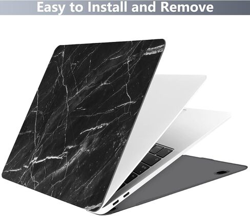 Batianda Designed Case for New MacBook Pro 13-inch M2 2022 Release Model A2338 Upgrade Hard Ultra Thin Protective Shell Anti-Dirty with Keyboard Cover & Screen Protector, Black Marble in Saudi Arabia