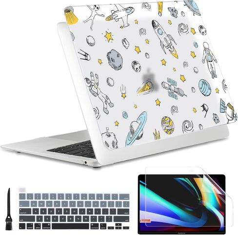 Batianda Designed Case for New MacBook Pro 13-inch M2 2022 Release Model A2338 Upgrade Hard Ultra Thin Protective Shell Anti-Dirty with Keyboard Cover & Screen Protector, Black Marble in Saudi Arabia