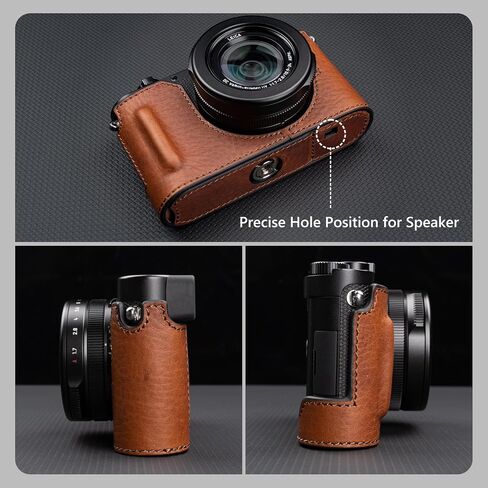 MUZIRI KINOKOO Case for Leica D-LUX 8 Camera - Retro Style Genuine Leather Half Protective Case for Leica D LUX 8/ D-LUX8 Camera - with Opening Bottom and Hand Grip Design - Black in Saudi Arabia