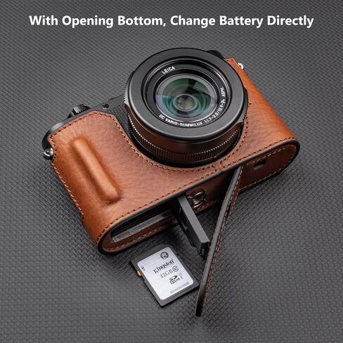 MUZIRI KINOKOO Case for Leica D-LUX 8 Camera - Retro Style Genuine Leather Half Protective Case for Leica D LUX 8/ D-LUX8 Camera - with Opening Bottom and Hand Grip Design - Black in Saudi Arabia