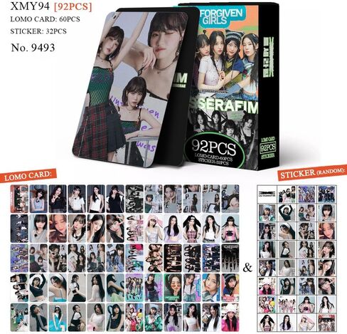92Pcs (60 Lomo Cards+ 32 stickers) for LESSERAFIM Photocards Set FEARNOT Fans Gift for Boys and Girls (UNFORGIVEN) in Saudi Arabia