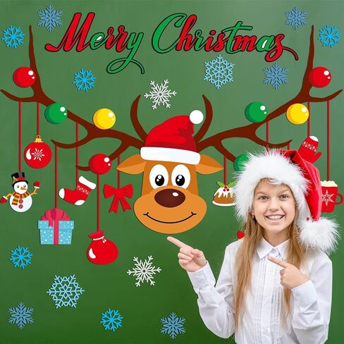 Christmas Bulletin Board Set Classroom Decorations Large Christmas Elk Cutouts Merry Christmas Wall Decals Xmas Elk Snowflakes Paper-Cuts for Christmas Party School Nursery Classroom Home Decor in Kuwait