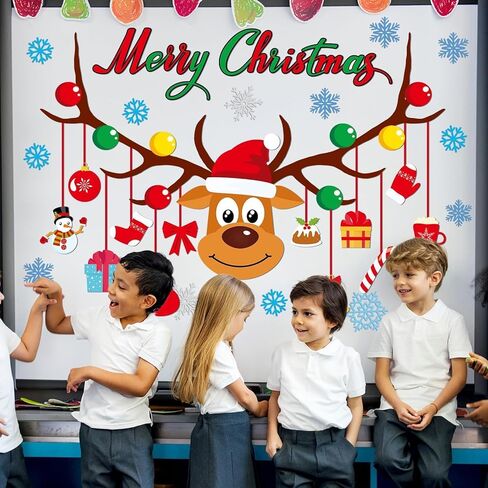 Christmas Bulletin Board Set Classroom Decorations Large Christmas Elk Cutouts Merry Christmas Wall Decals Xmas Elk Snowflakes Paper-Cuts for Christmas Party School Nursery Classroom Home Decor in Kuwait