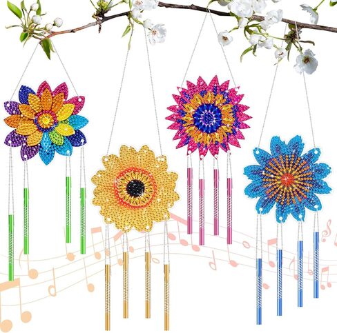 EEEKit الماس الفن الرياح الرنين، DIY Suncatcher الماس اللوحة شنقا زخرفة للحديقة الخارجية ساحة الفناء الشرفة in Kuwait