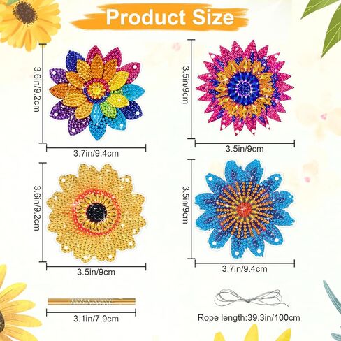 EEEKit الماس الفن الرياح الرنين، DIY Suncatcher الماس اللوحة شنقا زخرفة للحديقة الخارجية ساحة الفناء الشرفة in Kuwait