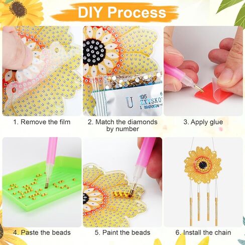 EEEKit الماس الفن الرياح الرنين، DIY Suncatcher الماس اللوحة شنقا زخرفة للحديقة الخارجية ساحة الفناء الشرفة in Kuwait