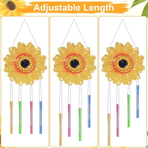 EEEKit الماس الفن الرياح الرنين، DIY Suncatcher الماس اللوحة شنقا زخرفة للحديقة الخارجية ساحة الفناء الشرفة in Kuwait