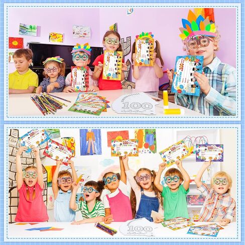 100th Day of School Kit Teacher Favor Kit Include Pencils, Color Pages, Certificates, Certificate of Merit and Glasses for Kids 100 Days of School Celebration Party Favors School Supplies (120 Pcs) in Saudi Arabia