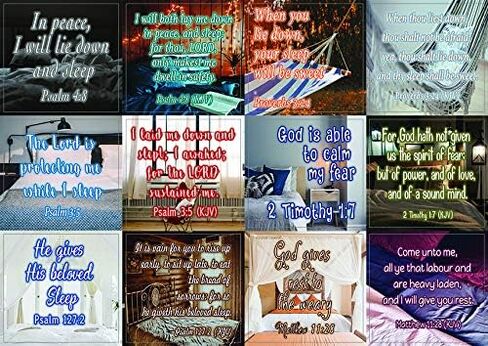 NewEights Bible Verses to Help You Sleep Stickers (5 Sheet) - Total 60 pcs (5 x 12pcs) Individual Small Size 2.1 x 2 Inches, Waterproof, Unique Designs, Great Variety Colorful Stickers in Kuwait