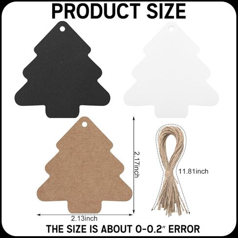 150 Pcs Christmas Gift Tags with String Black Christmas Gift Tags Christmas Tree Tags Black White Brown Tags with Rope DIY Kraft Blank Hang Tags for Boho Neutral Christmas Gift Decoration in Saudi Arabia