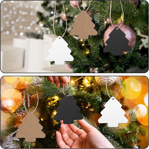 150 Pcs Christmas Gift Tags with String Black Christmas Gift Tags Christmas Tree Tags Black White Brown Tags with Rope DIY Kraft Blank Hang Tags for Boho Neutral Christmas Gift Decoration in Saudi Arabia