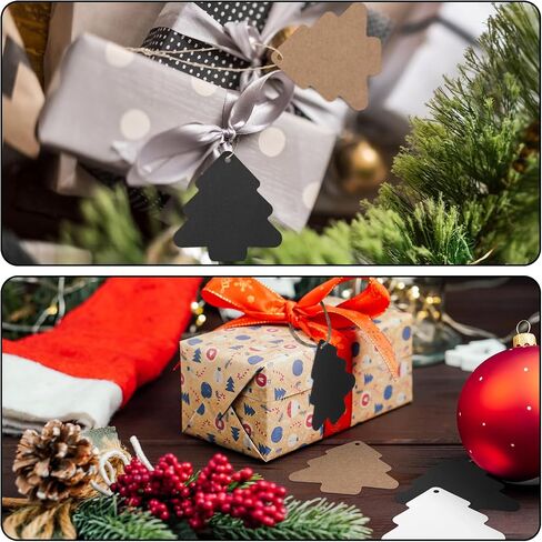 150 Pcs Christmas Gift Tags with String Black Christmas Gift Tags Christmas Tree Tags Black White Brown Tags with Rope DIY Kraft Blank Hang Tags for Boho Neutral Christmas Gift Decoration in Saudi Arabia