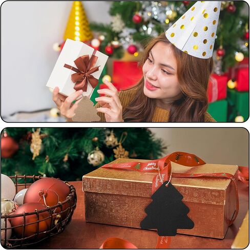 150 Pcs Christmas Gift Tags with String Black Christmas Gift Tags Christmas Tree Tags Black White Brown Tags with Rope DIY Kraft Blank Hang Tags for Boho Neutral Christmas Gift Decoration in Saudi Arabia