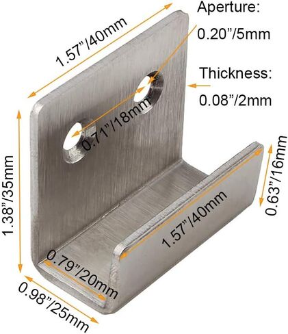 10Pcs Brushed Stainless Steel Picture Frame Fixing Brackets Hooks Ceramic Tile Display Hanging Code U-Shaped Hangers (Inner Width 0.79"/20mm) in Saudi Arabia