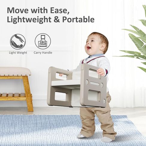 Kids' Table and 2 Chairs Set, 4 in 1 Activity Table for Toddlers Children Learning, Play, Arts, Crafts and Creativity - Children's Furniture for Home, Brown in Kuwait