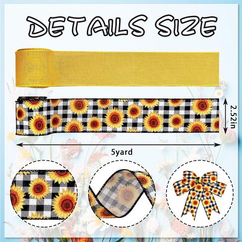 ALIBBON 2 Rolls 2.5" 5 Yd Butterfly Ribbon - Purple Buffalo Plaid Wired Spring Flower Burlap Ribbon for DIY Crafts Bows Making Gifts Wrapping Party Decoration in Saudi Arabia