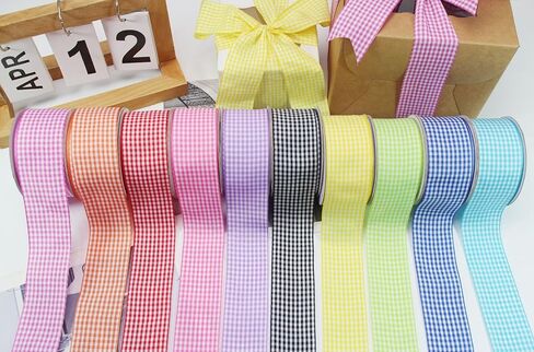 Red 1 1/2 inch Plaid Ribbon Roll 1.5inch 20 Yards Checked Polyester Gingham Ribbon Flower Bouquet Wreath Gift Wrapping Ribbon for Crafts-Bow-Chirstmas Day-Home & Party Decor in Kuwait