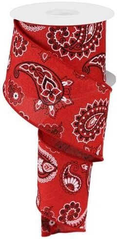 Bandana Canvas Wired Edge Ribbon, 2.5 Inches x 10 Yards (Red) in Saudi Arabia
