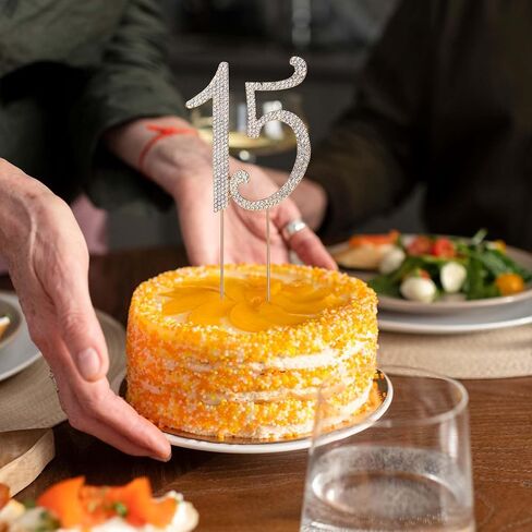 عيد الميلاد الخامس عشر لكعكة توبر بلينغ بريق كعكة أعلى الديكور الذهبي كريستال حجر الراين المعجنات راية العصي علامة سباركلي لمستلزمات الذكرى السنوية لحفلات أعياد الميلاد in Saudi Arabia