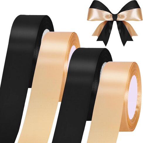 1-1/2 Inch 100 Yards Red and Gold Satin Ribbons Set for Gift Wrapping for New Year Decor, 4 Rolls Fabric Ribbon for Birthday Party Bow Making Floral Craft Sewing in Saudi Arabia