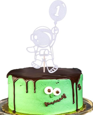 Astronaut Cake Topper 1st Birthday - First Trip Around The Sun Cake Topper, Black Glitter Outer Space One Birthday Themed Party Decoration in Saudi Arabia