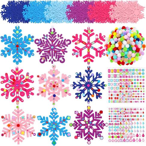 Jetec 72 Set Winter Snowflake Craft Felt Christmas Craft DIY Snowflake for Craft Holiday Craft Kit Snowflake Hanging Crafts Make Your Own Snowflake Kits for Party Favors Home Activities in Kuwait