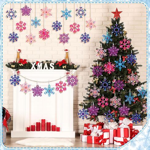 Jetec 72 Set Winter Snowflake Craft Felt Christmas Craft DIY Snowflake for Craft Holiday Craft Kit Snowflake Hanging Crafts Make Your Own Snowflake Kits for Party Favors Home Activities in Kuwait
