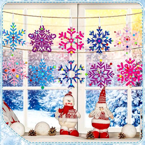 Jetec 72 Set Winter Snowflake Craft Felt Christmas Craft DIY Snowflake for Craft Holiday Craft Kit Snowflake Hanging Crafts Make Your Own Snowflake Kits for Party Favors Home Activities in Kuwait
