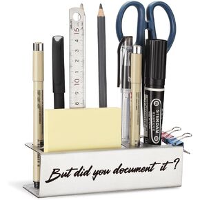 Employee Appreciation Gift, Motivational Office Desk Decor for Women, Fun Pen Holder, Modern Stainless Steel Pen Holder with Funny Quotes, 15 x 4 x 4 cm,XXG4