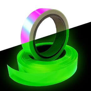 Glow in The Dark Tape - 33 FT X 1 Inch Glow Tape, Fluorescent Tape, Waterproof Luminous Reflective Tape for Stairs, Walls, Steps, Exit Sign, Theatres, Staged & Dark Areas