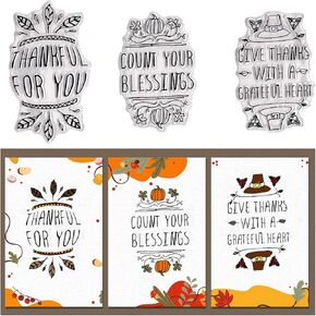 Hying Thanksgiving Words Clear Stamps for Card Making, Fall Give Thanks Letters Rubber Stamps Blessing Words Transparent Stamp Seal for Crafting DIY Scrapbooking Photo Album Decorations