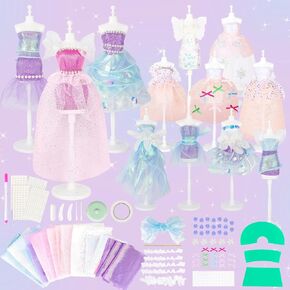 deAO Fashion Designer Kit for Girls,700+PCS Fashion Design Crafts with 6 Mannequins,Arts and Crafts Kit- DIY Sewing Kit for Kids 8-12,Gifts for Girls