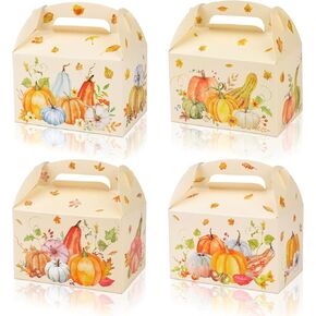Konsait 12 Pack Pumpkin Boxes for Treats, Kraft Paper Fall Treat Boxes Bulk, Watercolor Pumpkin Harvest Fall Cookie Boxes, Thanksgiving Treat Boxes Favor Boxes
