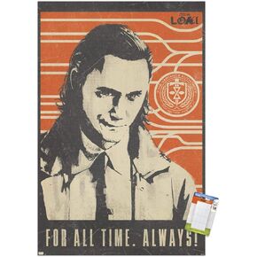 Trends International Marvel Loki - For All Time Wall Poster, 22.375" x 34", Premium Poster & Mount Bundle