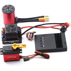 GoolRC 3650 3100KV Brushless Motor with 60A Brushless ESC Electric Speed Controller, 25KG Digital Servo and Programming Card, Waterproof Motor ESC Combo Set for 1/8 1/10 RC Car