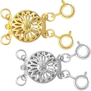 Joez Wonderful 2 Pcs Necklace Layering Clasps, 18K Gold Silver Plated Multi Necklace Clasp, Tangle Free Necklace Separator, Layered Clasp Keep Necklaces from Tangling (Gold+Silver)
