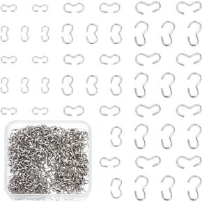 UNICRAFTALE 600Pcs 3 Styles Stainless Steel Quick Link Connector Charms 6.5/8/10mm Long Number 3 Shaped Clasps Pendants Metal Pinch Clip Buckle Chain Findings Charm for Jewelry Making